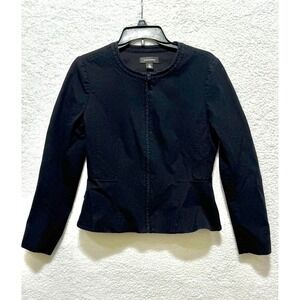 Halogen Black Zip Front Peplum Jacket Blazer Womens Size XS
